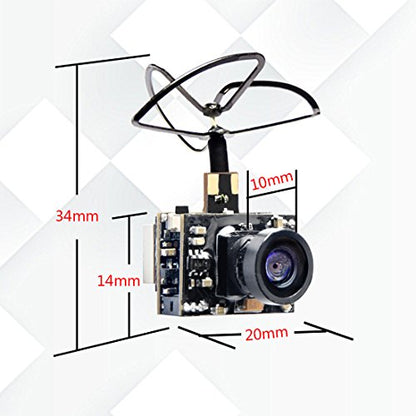 WT02 600TVL Ultra Micro AIO Camera and 200mW 5.8GHz Video Transmitter with Clover Antenna for FPV Indoor Racing