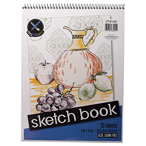 Top Flight Sketch Book, Heavy Back, Top Wire, 9 x 12 Inches, 30 Sheets (63201)