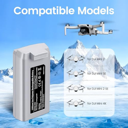 Mini 4K Battery Charger kit 2400mAh Mini 2 SE Intelligent Flight Battery×2 and 3 Slot bidirectional Charging hub with LCD Display×1 Compatible with DJI Mini 2/SE/2 SE/4K Drones