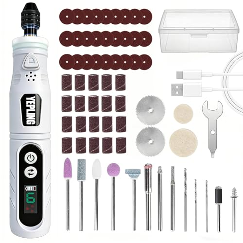Cordless Rotary Tool, 3.7V Li-ion Electric DIY Mini Grinder Kit with Front LED Work Light, 6 Variable Speed, 68pcs Accessories USB Charging Multi-Tool with Universal Chuck Perfect for Light Duty