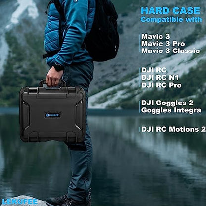 Lekufee Waterproof Carrying Case for Mavic 3 Pro/Classic/Combo - DJI RC Pro/RC 2/N1/N2/Goggles 2/3/Integra/Motion 2/3 & Accessories (Case Only)