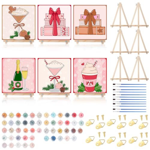 YooNotee 6 Pack Christmas Paint by Numbers Kit - style: Pastel