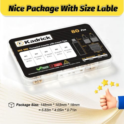 Kadrick 80 Pcs M5 M6 Heat Set Inserts for Plastic,M5 & M6(8mm-12mm) - size: M5 M6 Kit H8-12mm 80Pcs + Tools