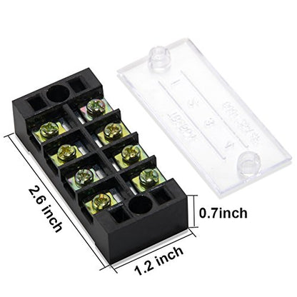 Terminal Block, 4 Circuits 600V 25A Dual Row Screw Terminal Strip, 6 Sets - size: 25A 4P+6pcs Jumpers