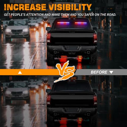 XRIDONSEN 2X 17.7 inch Windshield Light Bar 144 LED Strobe Lights - color: Red/Blue