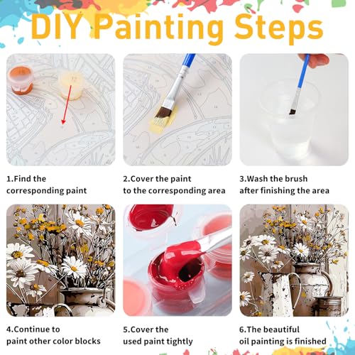 Daisy Paint by Numbers Kit for Adults, 16x20 inch - color: Daisy Flower without frame