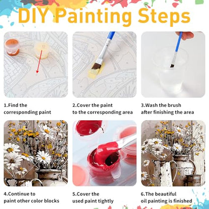 Daisy Paint by Numbers Kit for Adults, 16x20 inch - color: Daisy Flower without frame