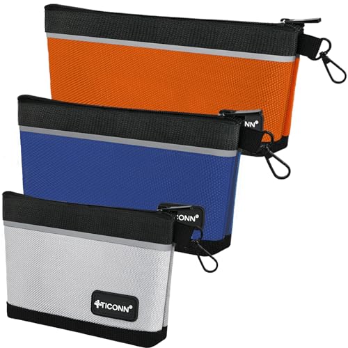 TICONN 3PK Tool Pouches with Zipper, Waterproof 1680D Oxford Small Tool Bag - size: Colored, 3 Pack Combo