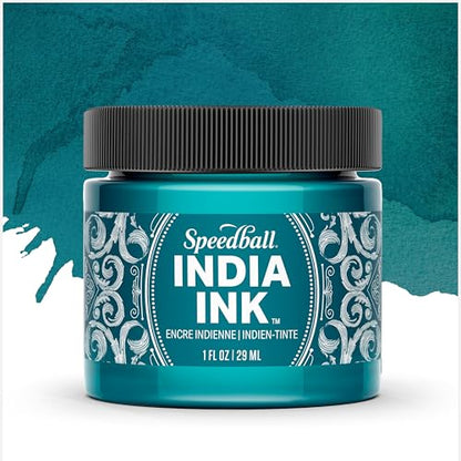 Speedball India Ink, Teal Agate, 1-Ounce - color: Teal Agate, size: 1 fl oz