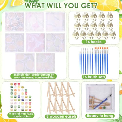 RoundFunny 8 Set Paint by Numbers Drawing Kit for Adults,Summer Fruit - style: Summer Fruit
