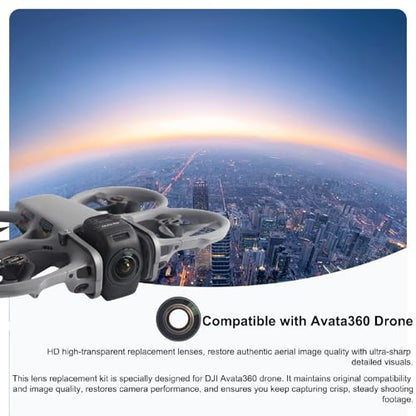 Replacement Lens for DJI Avata 360 Drone Restores True Aerial Image High Clarity Optical Glass Camera Lenses with Complete Installation Tools