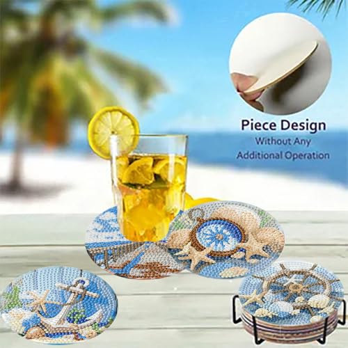 8 Pack Beach Diamond Art Coasters,Seaside Diamond Painting Coasters Kits - color: Beach Coasters-A