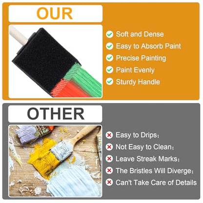 HINZIC 7 Pcs 2 inch Foam Paint Brush, Wood Handle Sponge Brushes - color: Black-2inch,7pcs
