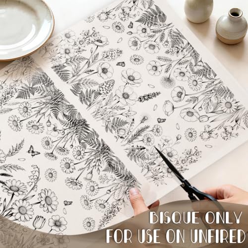 EVERJOYCRAFT 4pcs Underglaze Transfers for Pottery Daisies Ceramic Decal - color: Daisies Bushes