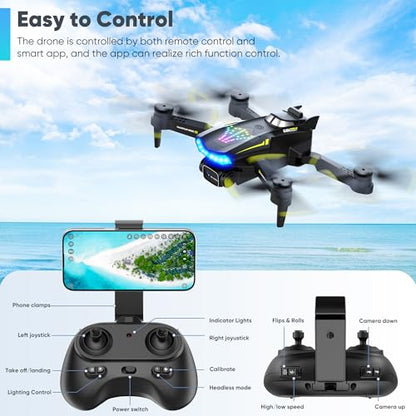Drone with Camera-Drone for Kids with Cool Lights & 2 Batteries - color: Black and Gray