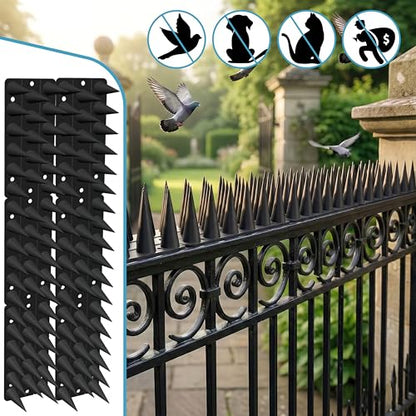 Bird Spikes,Black,6 Pack Bird deterrents for Outside,Keep Raccoon Squirrel Pigeon Away,Fence Spike for Garden Patio - color: BLACK