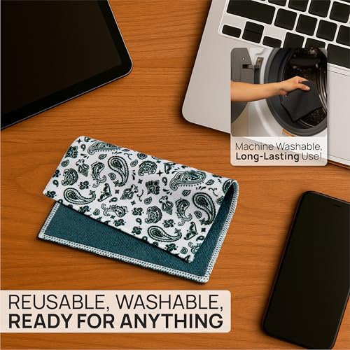 Microfiber Wholesale Quick Cloth Glasses Cleaning Cloths 5x7 Paisley White - color: White Paisley, size: 5"x7"
