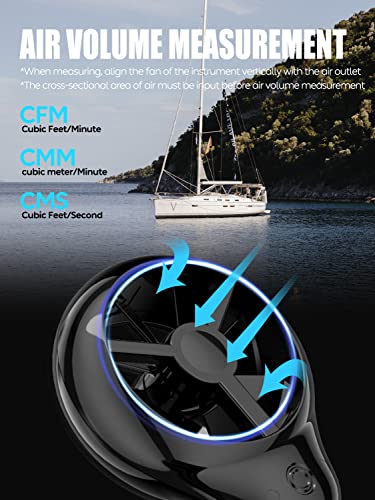H12 Digital Anemometer Handheld Wind Speed Meter with Extended Wind Sensor, Measures Wind Speed Wind Flow Temperature and Humidity CFM Air Flow Velocity Meter with Big Backlit Screen