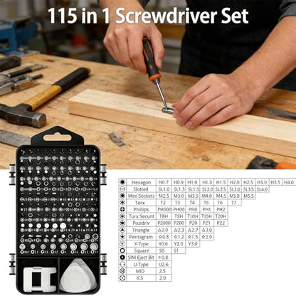 115-in-1 Small Screwdriver Set,Precision Screwdriver Set, Professional Repair Tool Kit for Phone, Computer, Watch, Console, Eyeglass and Electronic, Men Tools Gift Gray - color: Gray