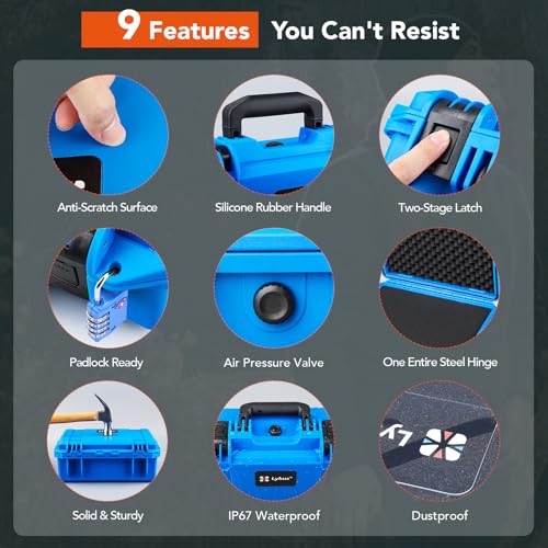 Lykus HC-3310 Waterproof Hard Case with Foam, Inner Size 11.73*7.17*4.53in - color: Blue, size: HC-3310