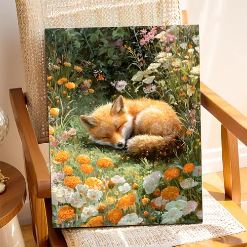 XTCIXAL Paint by Numbers Kit for Adults, Fox, 16X20 Inch - color: 18-Fox