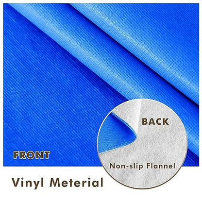 Waterproof Vinyl Tablecloth with Flannel Backing 2 Pcs 60x120 In Blue - color: Blue, size: 60x120 Inch (Rectangular)