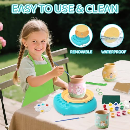 Pottery Wheel for Kids, Complete Kit with Air-Dry Clay, Ages 8-12 - color: Blue