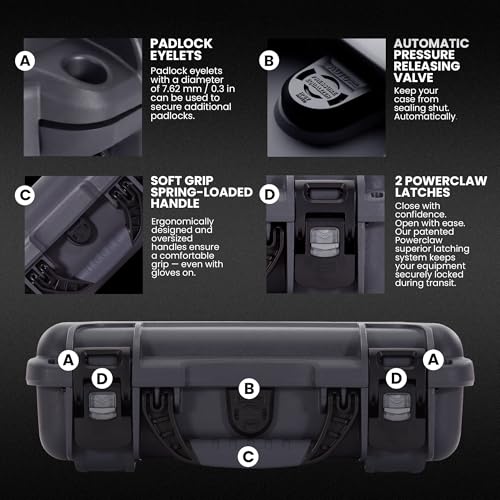 NANUK 909 Travel Hard Case with Customizable Cubed Foam – Waterproof Camera Case, 12.6” x 9” x 4.4”, Lightweight, Lockable, Dustproof, Impact-Resistant & Durable Protective Case – Graphite - color: Graphite
