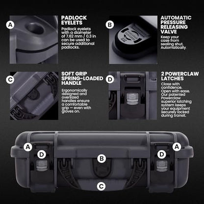 NANUK 909 Travel Hard Case with Customizable Cubed Foam – Waterproof Camera Case, 12.6” x 9” x 4.4”, Lightweight, Lockable, Dustproof, Impact-Resistant & Durable Protective Case – Graphite - color: Graphite
