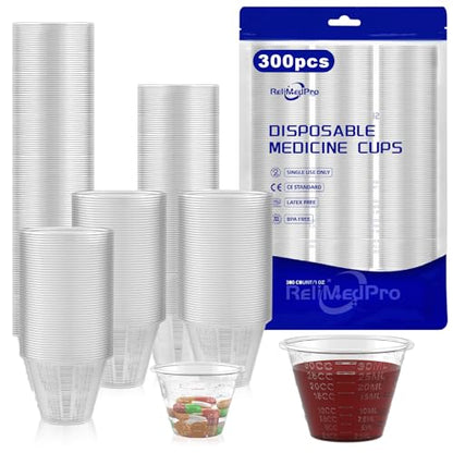 ReliMedPro Disposable Medicine Cups, 300 Pack, 1 oz (30 ml), Graduated