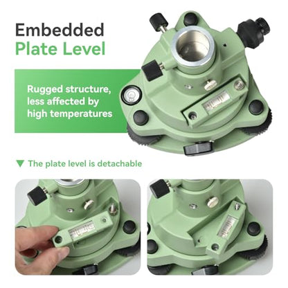 Surveying Tribrach and Adapter, Green Three-Jaw RTK Base with Optical Plummet, 5/8″ Thread for GNSS GPS RTK & Total Station Prism Optical Targeting Base