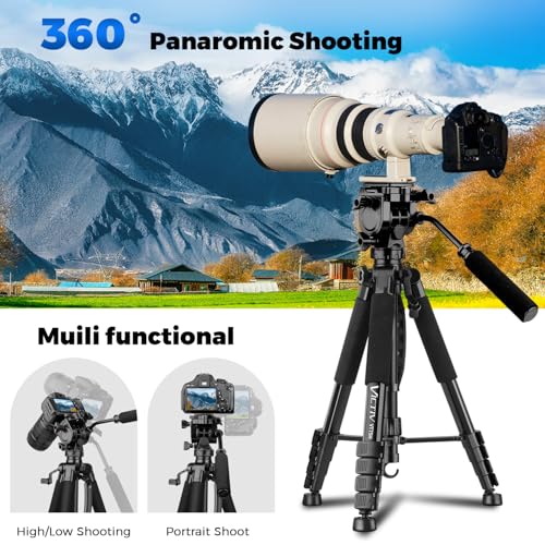 VICTIV 75” Camera Tripod, Tripod for Video Camera with Carry Bag, Black - color: Black, size: 75 Inch