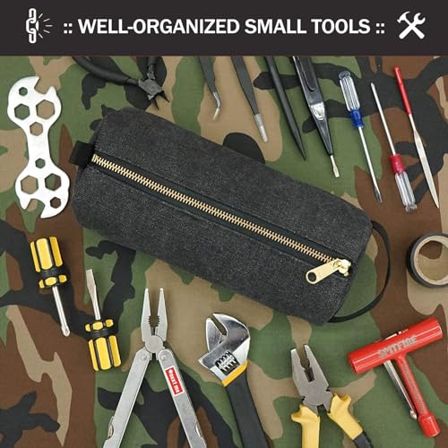Rough Enough Waxed Canvas Small Tool Pouch Bag, Black - color: Black