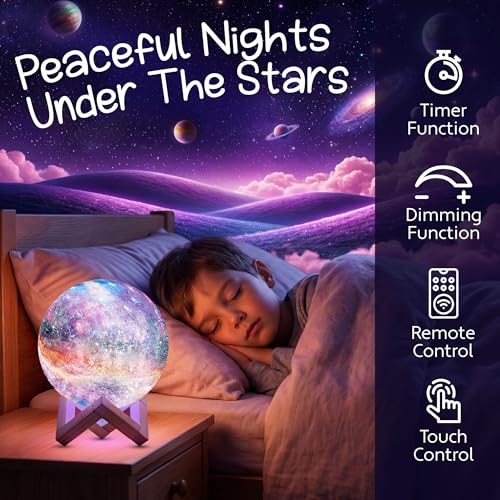 Mind-Glowing Galaxy Moon Lamp, 16 Colors, Touch/Remote Control (5.9 inch) - color: Galaxy, size: 5.9 Inch