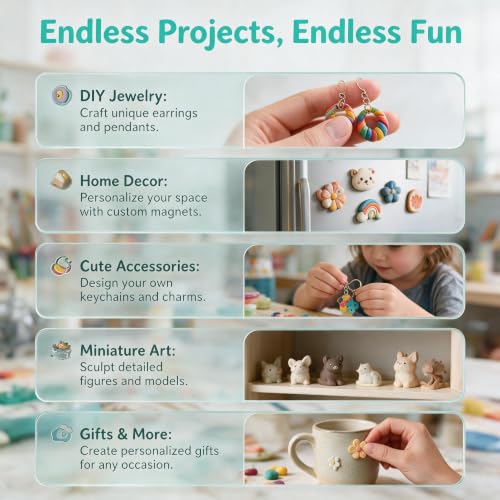 CyAJM Polymer Clay 50 Colors Oven Bake Modeling Clay Kit with Jewelry Tools - color: 50 Color
