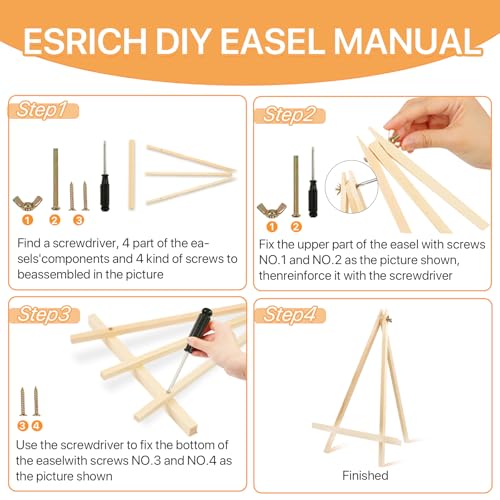 2 Pack 14 Inch Wood Easels, Tabletop Easels, Easel Stand for Painting, Tripod Painting Easels for Art & Crafts, Portable Canvas Holders
