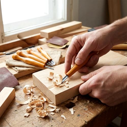 WILLBOND 5 Pcs Linocut Carving Tools Set Triangular Linoleum Various Sizes Wood Carving Knife Chisel V Shaped Tools for Linocut Printmaking Woodcarving(Slanted)