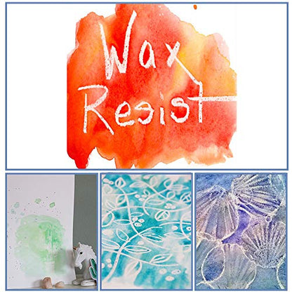 N/C Wax Resist sticks clear crayon for watercolor bulk 3.07X0.315inches 48pcs/pack waterproofing