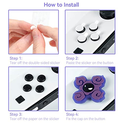 Cross D-Pad Button Caps Luminous Silicone Thumb Grips Set, ABXY Buttons Sticker Joystick Cover Caps Compatible with Nintendo Switch/OLED Controller (Gastly)