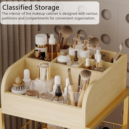 Makeup Organizer Cart with Drawers Make Up Organizers for Vanity - color: Gold