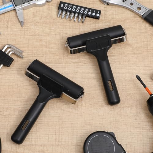 Oqqlin 6 Pcs Brayer Roller, 4 Inch Black Printmaking Press Roller Handle Comfortable Painting Rollers for Printing, Painting, Printmaking, Crafting, Ink, Gluing, Stamping Tools