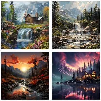 Ekuxom 4 Pack Diamond Art Kits for Adults-Landscape Diamond Painting - color: 4pack-Landscape