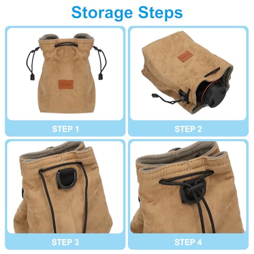 Patikil S Size Drawstring Lens Case Flannel Camera Handbag with Adjustable Shoulder Strap for DSLR Lens, Yellow - color: Brown, size: S