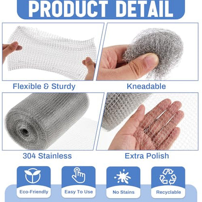 8 Inch X 100 ft Stainless Steel Mesh Rodent Control for Slugs - size: 8 Inch x 100 ft