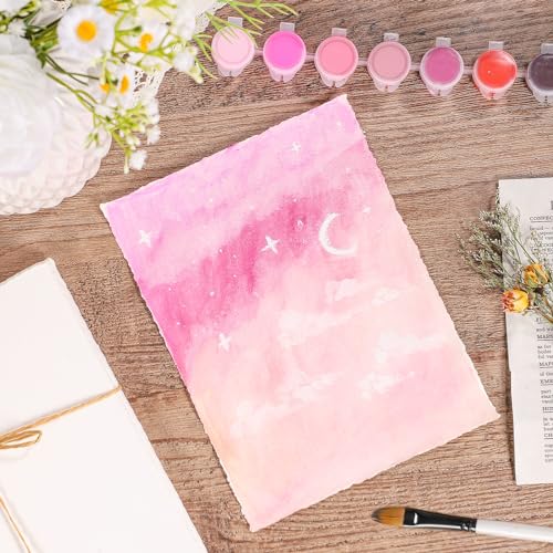 25 Sheets Watercolor Paper 6 x 8 in, 300 GSM, Deckled Edge, Ivory - size: 6 x 8 inch