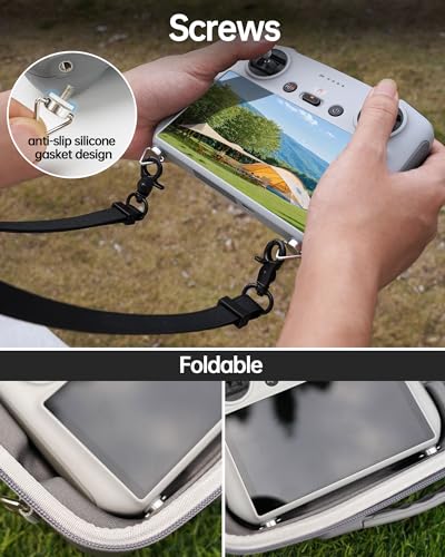 LKTOP Screen Protector+Lanyard for DJI 𝗥𝗖/𝗥𝗖𝟮 Remote Controller Accessories, HD Tempered Glass Film 50-63'' Adjustable Neck Strap for DJI Mini 4/3 Series, Mavic 3 Series, Air 3, Air 2S Drone