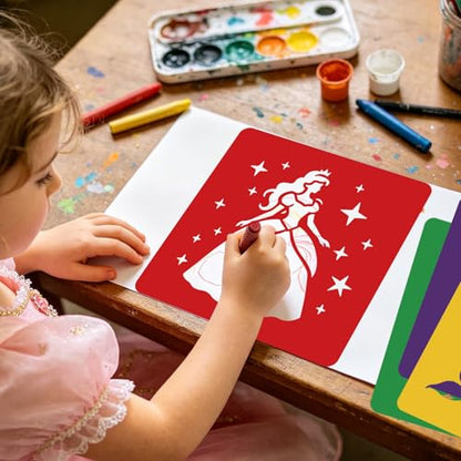 CUTHOLLOW 25 PCS Fairies and Castles Painting Shape Stencils Sets - style: Fairies and Castles
