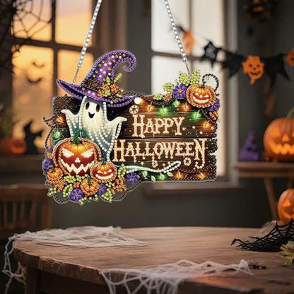 AIBOERL Halloween Diamond Art Kits for Adults, Acrylic Hanging Suncatcher - color: DP02547
