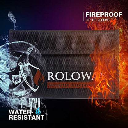 ROLOWAY Small Fireproof Bag (5 x 8 inches), Non-Itchy Fireproof Money Bag, 4-Pack