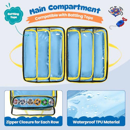 CURMIO Empty Battling Tops Organizer Case, Portable Gyro Toy Storage Bag - color: Navy-white